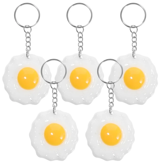 5pcs Bouled Egg Key Chain Pendants Food Charms Sac Sac à Ornements suspendus 10