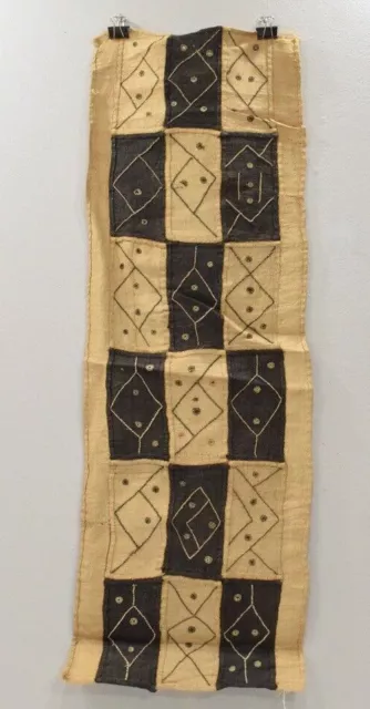 African Kuba Cloth Natural Woven Raffia Table Runner Congo
