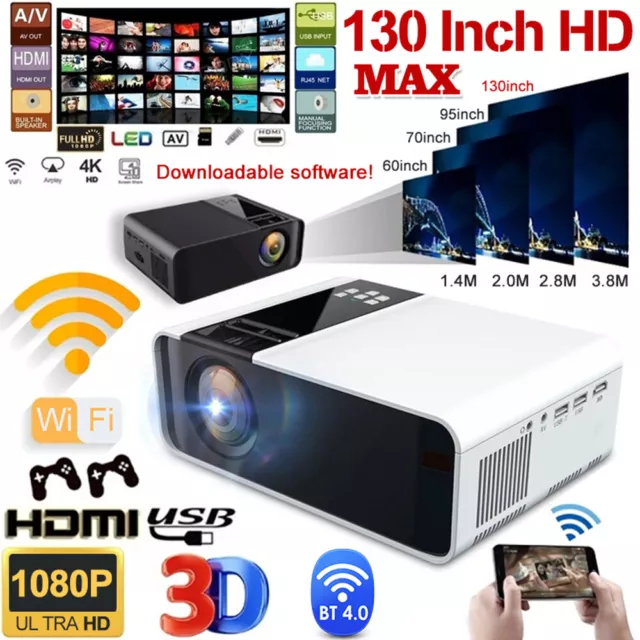 Portable HD 1080P Wifi Android LED Video Movie Projector Home Theater USB HDMI