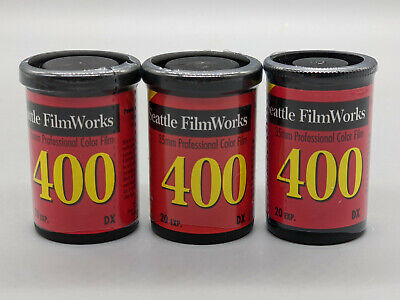 3-Seattle Film Works 34 mm película a color profesional 400 20 exposiciones SELLADA EX2001