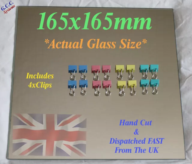 165 x 165mm Mirror Glass Plate For Heated 3D Printer Bed W Clips Creality Anet