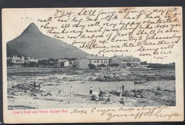 South Africa Postcard - Cape Town, Lion's Head and Three Anchor Bay    T2889