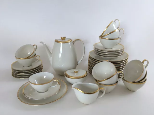 Eschenbach Bavaria 50er Jahre Kaffeeservice für 12 Pers. Goldrand Elfenbein W507