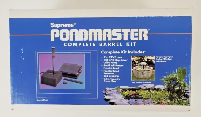 Supreme Pondmaster Complete Barrel Kit Indoor Outdoor Mini Pond Needs Container