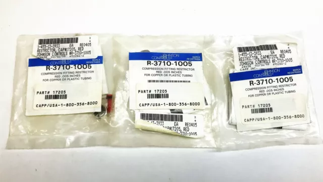 Johnson Controls Compression Fitting Restrictor R-3710-1005 [Lot of 3] NOS