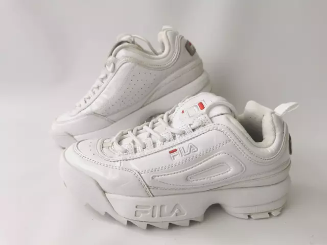 White shiny fila discount trainers