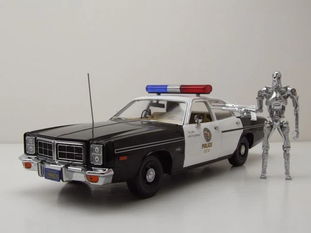 1:18-Dodge Monaco-Metropolitan Police sa figurom skeleta T-800-film Terminator-A