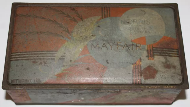 Vintage 1920's ART DECO LITHO MAYFAIR NORRIS ATLANTA GA CHOCOLATE CANDY TIN S1