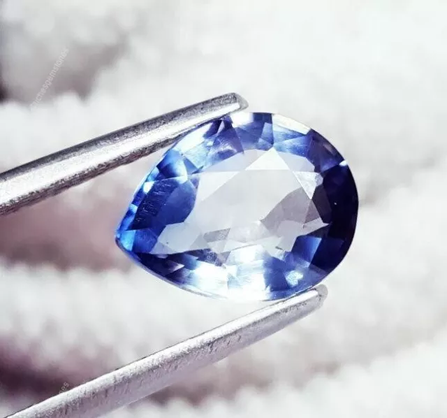 2.97 Carats Véritable Saphir Pas Amélioré Desseré Gemme Poire Coupe à Facettes