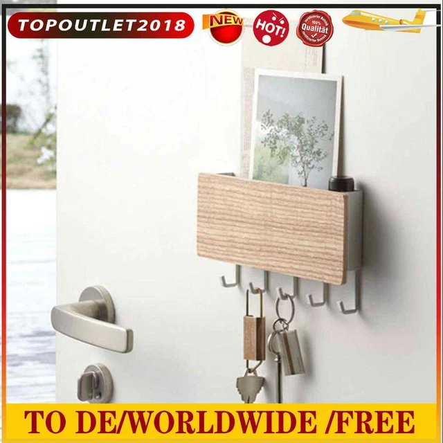 Wood Decorative Wall Hanging Shelf Key Rack Sundries Storage Box Organizer