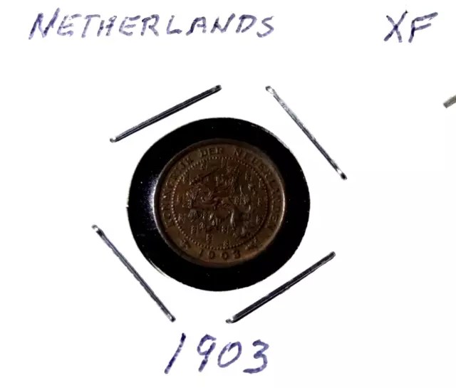 1903 Netherlands Bronze 1/2 Cent World Dutch Coin~ Wilhelmina