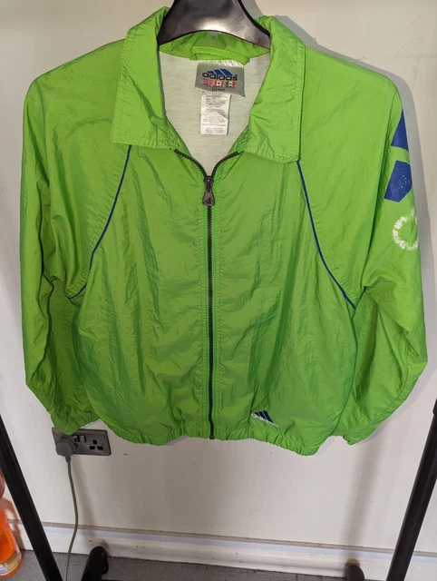 ADIDAS LIME GREEN Tracksuit Top Jacket Windbreaker Womens Size Large Retro 90 s 19.99 PicClick UK