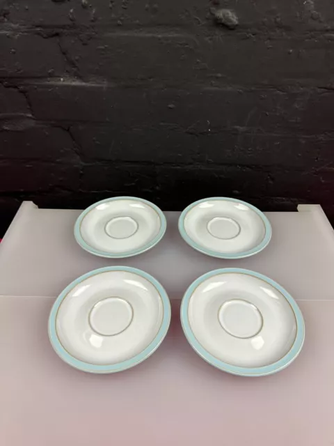 4 x Denby Blue Linen Replacement Saucers For Tea Cups 15.5 cm Wide 2 Sets New