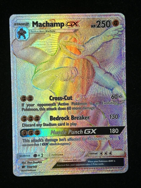 Pokemon Burning Shadows Machamp Gx Secret Rainbow Full Art Good 154/147