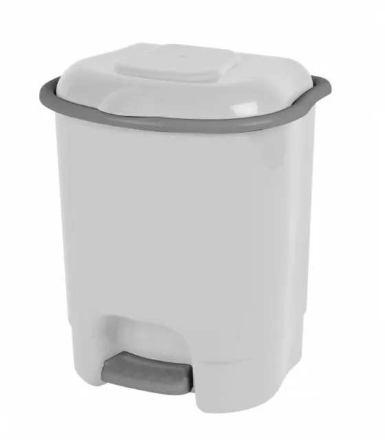 Cubo basura blanco tapa con pedal 12 Lt