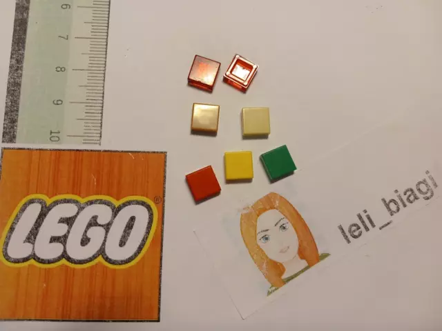 7x Lego 3070b - Piastrelle 1 x 1 colori vari assortiti rosso, giallo, oro, verde