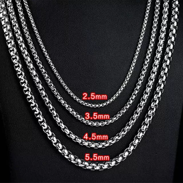 2.5mm-5.5mm Stainless Steel Necklace Rolo Cross Twist Chain Link for Men Women