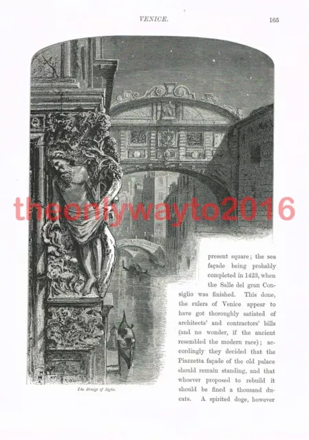 Bridge of Sighs, Venice, Italy, Book Illustration (Print), c1875