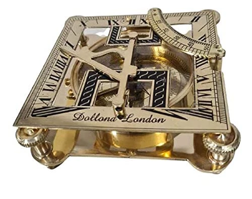 5" Nautical Vintage Brass Square Shape Sundial Compass Collectible Gift Item