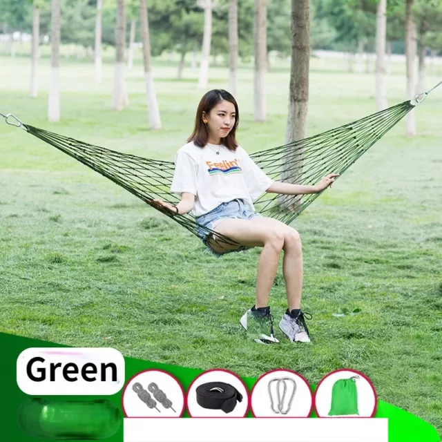 Nylon Rope Mesh Hammock Net Portable Hamaca Swing Sleeping Bed Outdoor Travel