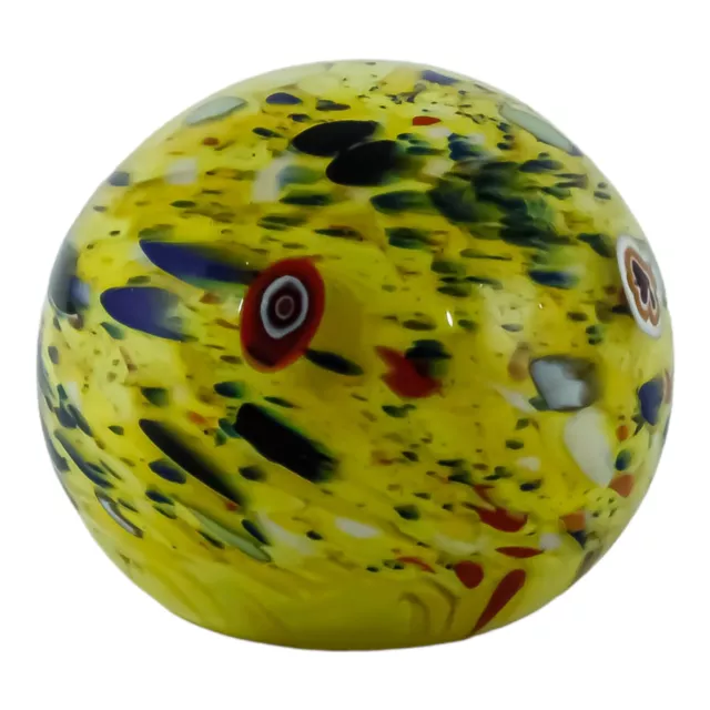 Murano Pisapapeles de Cristal Art Amarillo Multicolor Hecho a Mano Millefiori