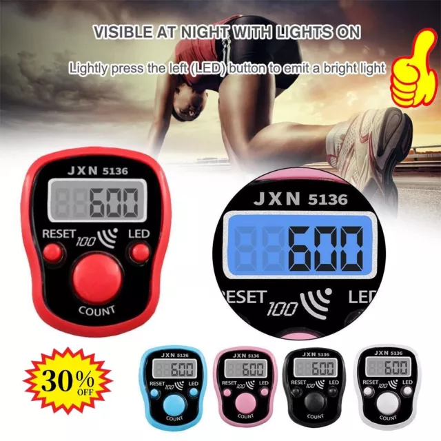 1 pc LED Digital Electronic Tally Counter Dhikr Tasbih Tasbi Finger counter Best