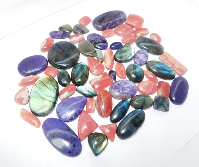 Natural A++ Charoite,Rhodochrosite,Labradorite Mix Cabochon Gemstone Lot