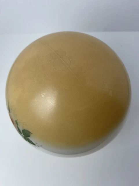 Vtg GWTW 8" Round Hurricane Oil Glass Lamp Shade Globe Amber Yellow Pink Roses 6