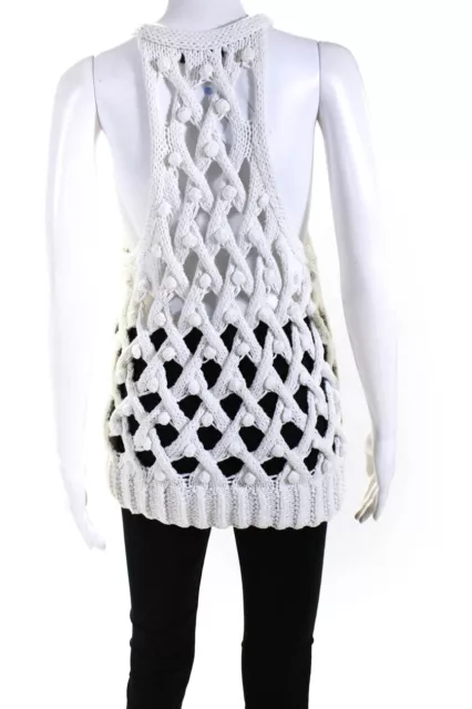 Alexander Wang Womens Cotton Knitted Textured Sleeveless Sweater White Size S 3