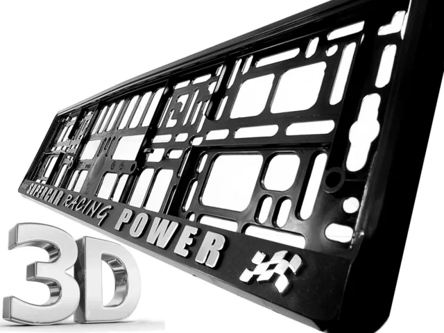 2x SUPERCAR RACING 3d TUNING Car Reg License Number Plate Surround Holder Frame