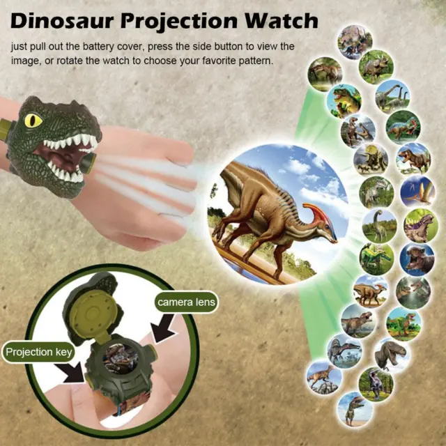 Kids Dinosaur Projection Watch Cartoon Dinosaur Pattern Watch Projector.