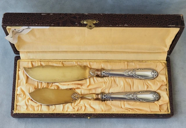 12 couteaux à dessert métal argenté style rocaille orfèvre cailar bayard (early 20th c french silver-plated dessert knives) - France