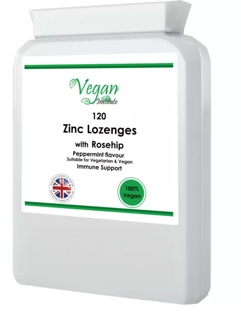 VEGAN 120 Zinc Lozenges with Rosehips Peppermint Flavour.