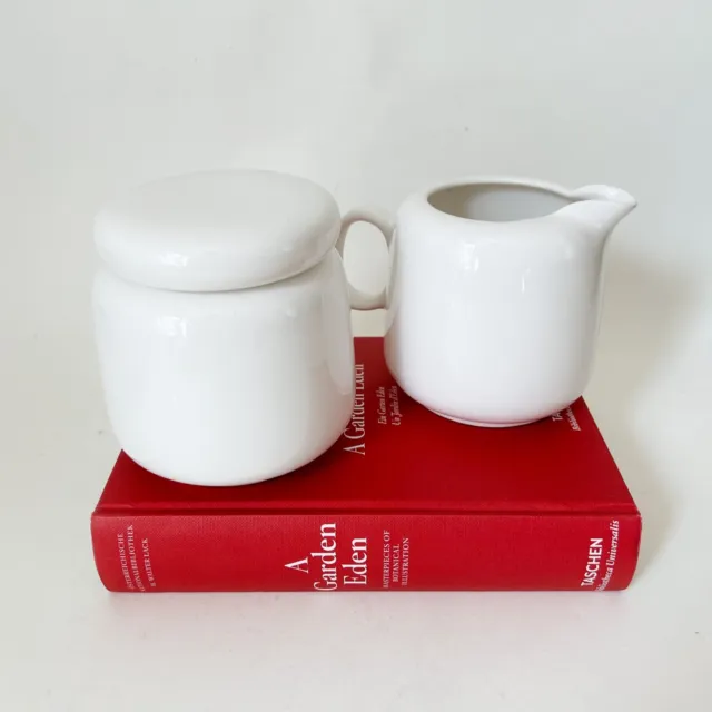 Mid Century White Ceramic Creamer And Sugar Bowl with Lid Set  Made in Japan