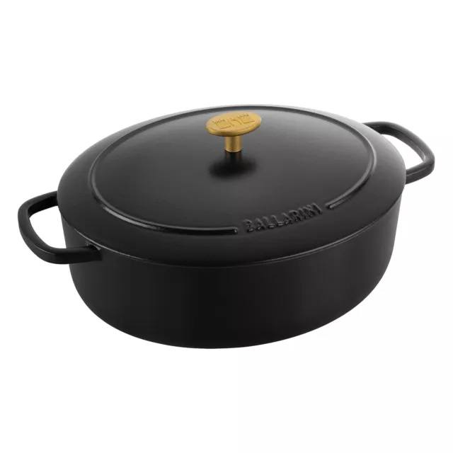 BALLARINI Cocotte BELLAMONTE 31 cm oval 5,5 Liter Bräter aus Gusseisen schwarz