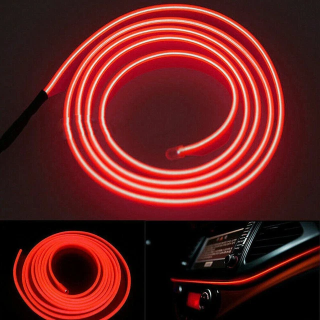 2M LED Rouge Voiture Intérieur Décor Atmosphere Câble Bande Léger Lampe Voiture