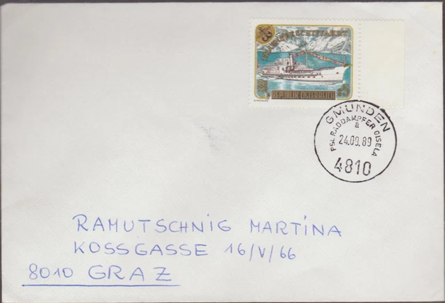 1 schöner Österreichischer Brief, Postbeförderung m. Raddampfer Gisela, gel.