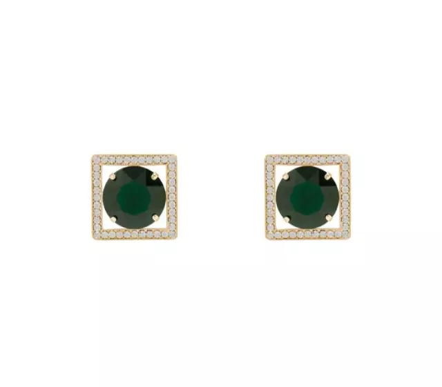 $412 Signed ALESSANDRA RICH Gleaming Green Crystal-Square clip earrings 3.6cm 2