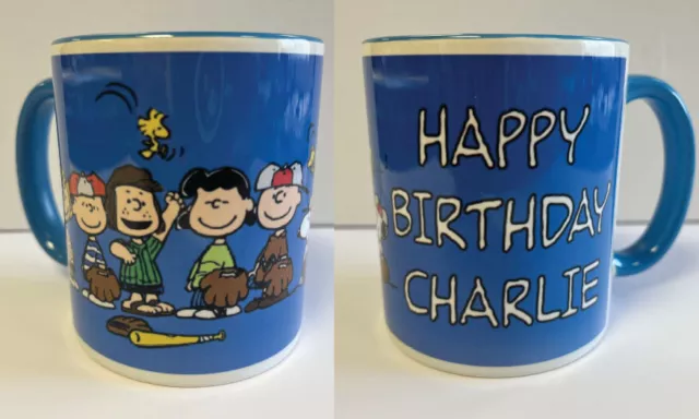 Peanuts, Snoopy, Charlie Brown Bespoke birthday text Ceramic Mug