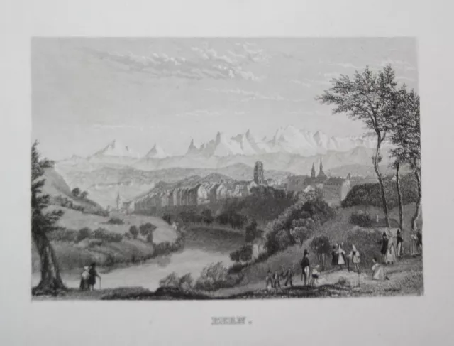1840 Bern Hauptstadt Schweiz Switzerland Suisse Ansicht view Stahlstich