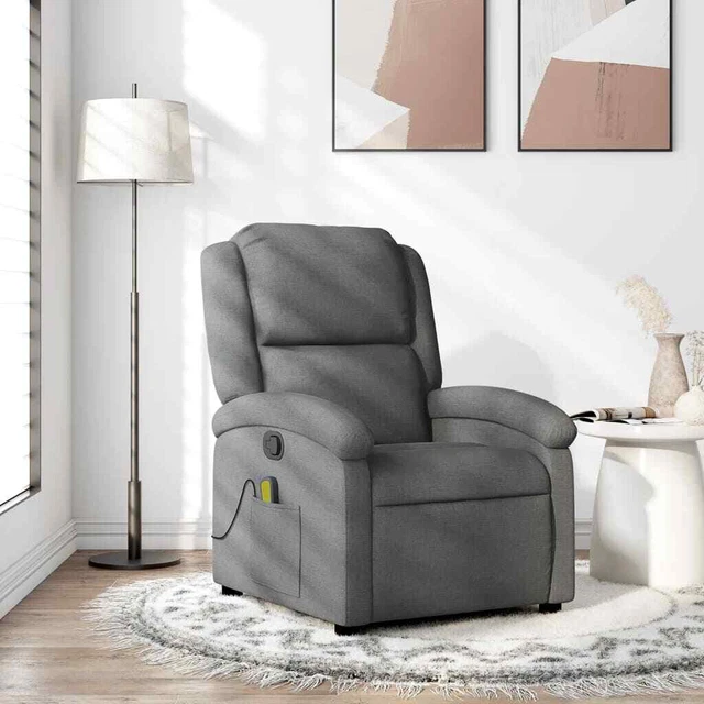 Massagesessel Fernsehsessel Relaxsessel Liegesessel Dunkelgrau Stoff vidaXL