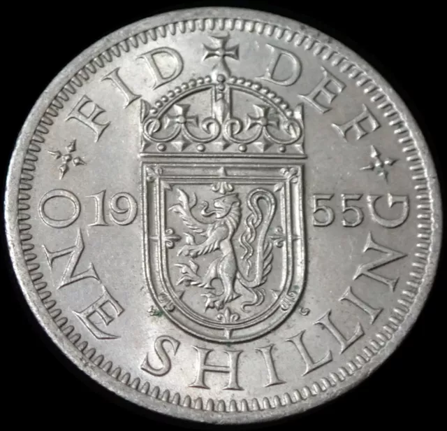 UK One Shilling 1955 Elizabeth II Scottish Coin WCA 8282