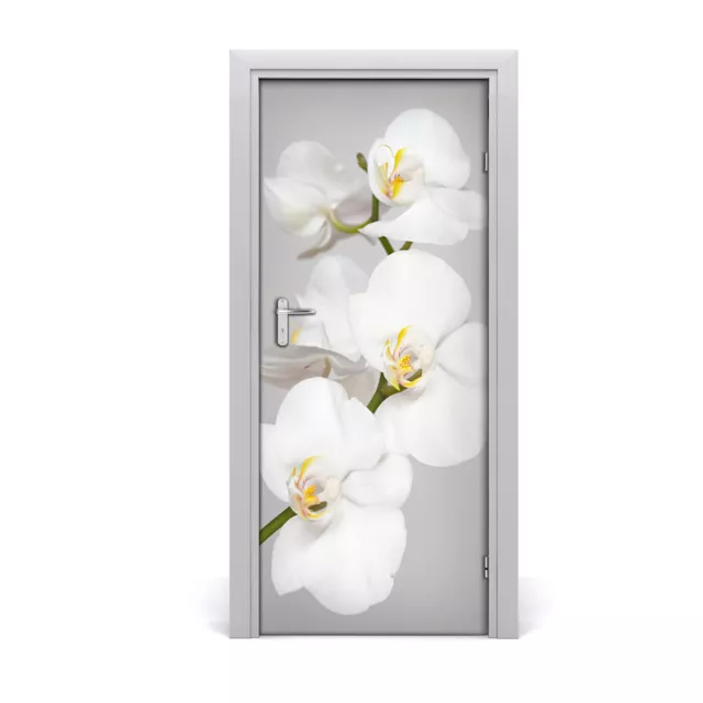 Pegatinas Para Puertas 85x205 cm Calcomanías de pared orquídeas blancas