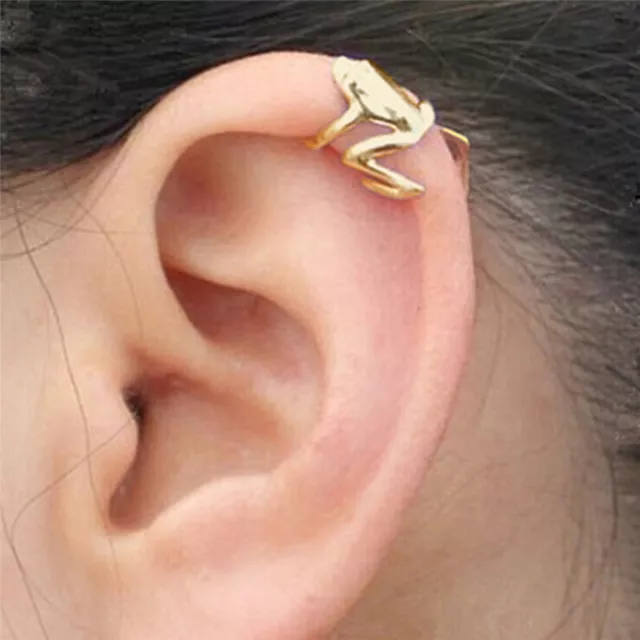 Fad 1Pcs Punk Gold Plated Cute Frog Cuff Ear Clip Wrap Earring Retro Jewe VFMPBI