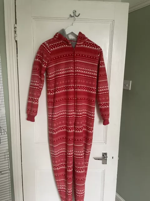 Marks and Spencer 1Onesie Pile con cappuccio rosso ragazza età 13-14