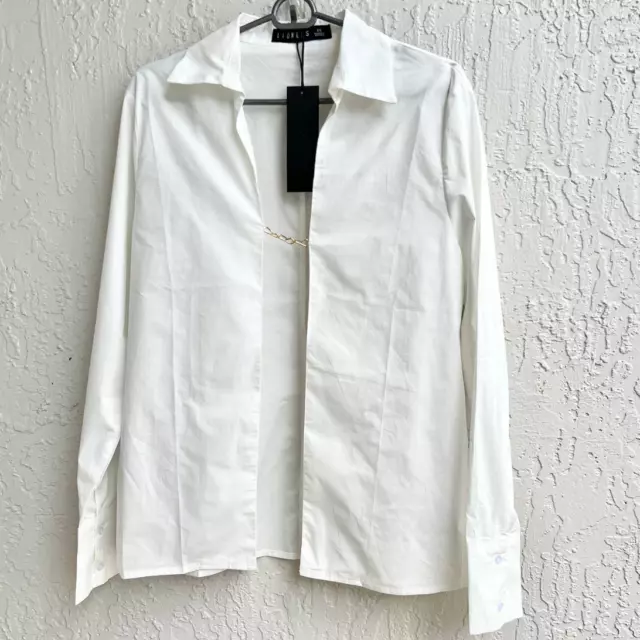 NWT Lioness Barely There Long Sleeve Open Front Shirt Top White Womens Sz AU6/XS