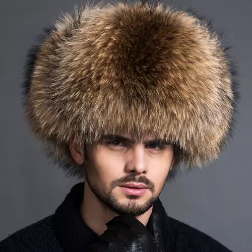 Winter Men's Real Fur Hat Fur Cap Trapper Warm Ski Hats Caps Real Fur Cap