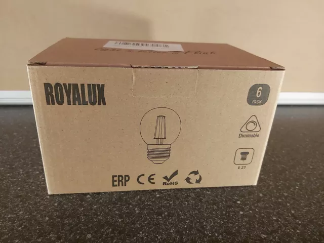 Box of 6 x Royalux E27 LED Small Screw Golf Light Bulb 4W G45 Dim soft white