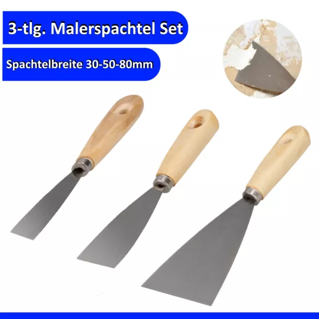 Spachtel Holzspachtel Malerspachtel Set 3-tlg. Tapezier Spachtelset 30-50-80mm