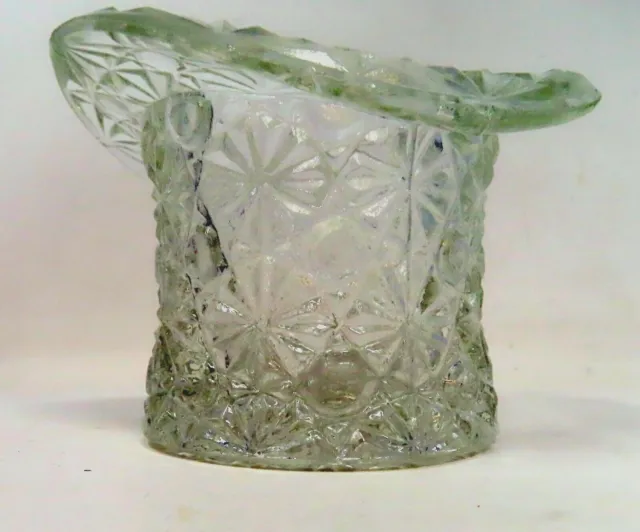 Vintage Toothpick Holder Fenton Clear Glass Daisy And Buttons Top Hat